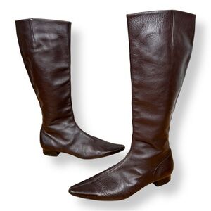 Boden Brown Leather Tall Pointed Toe Boots